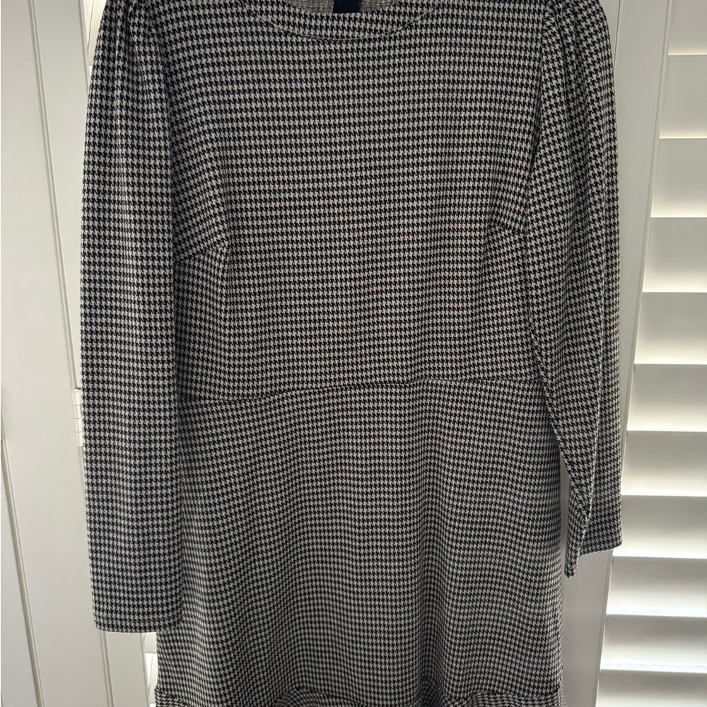 LOFT Black and White Long Sleeve Sheath Dress